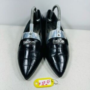 Brighton Sabina black croc textured leather loafers. Size 8